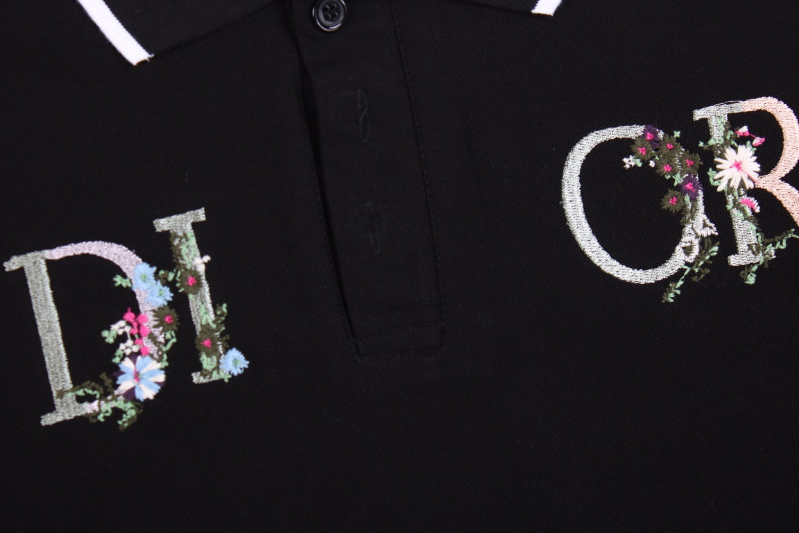 D*or polo shirt with floral logo design