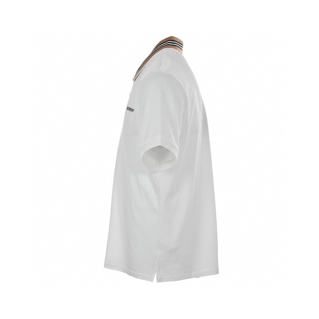 B**rry striped collar white polo shirt