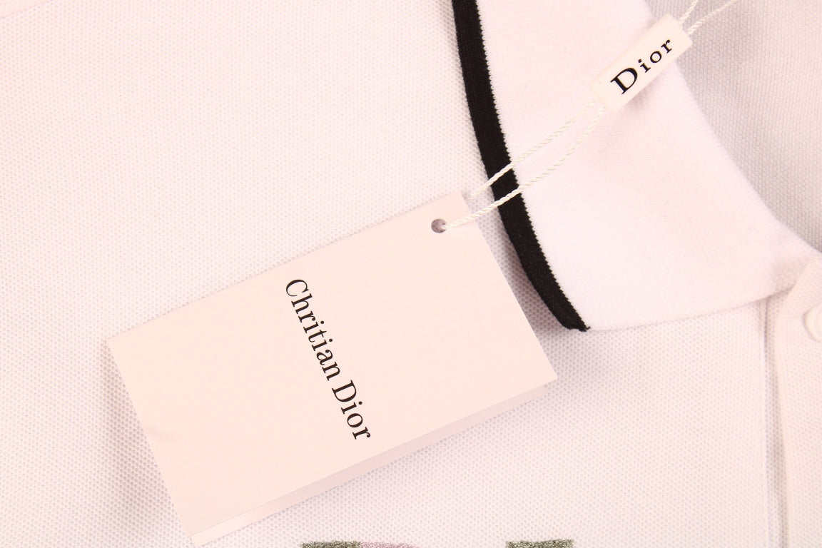D*or polo shirt with floral logo design
