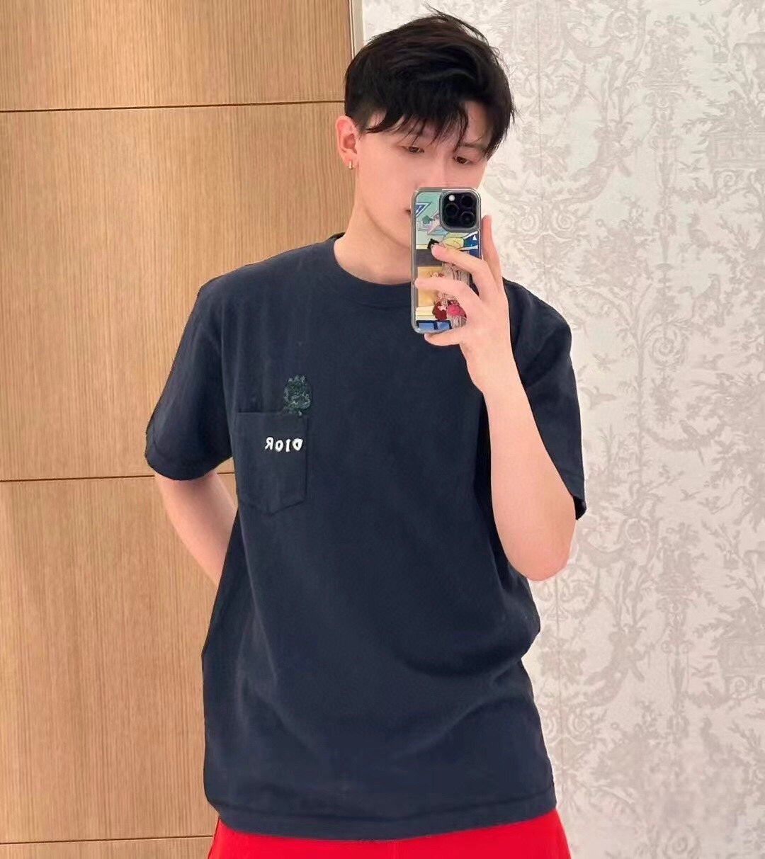 D*or embroidered lizard t-shirt - black