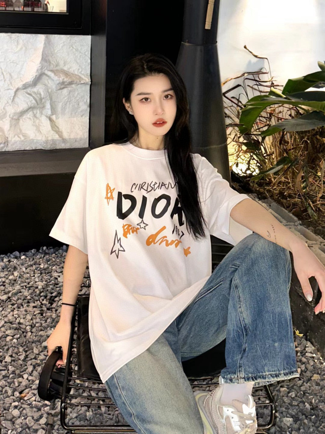 D*or ch**an D*or graphic white t-shirt