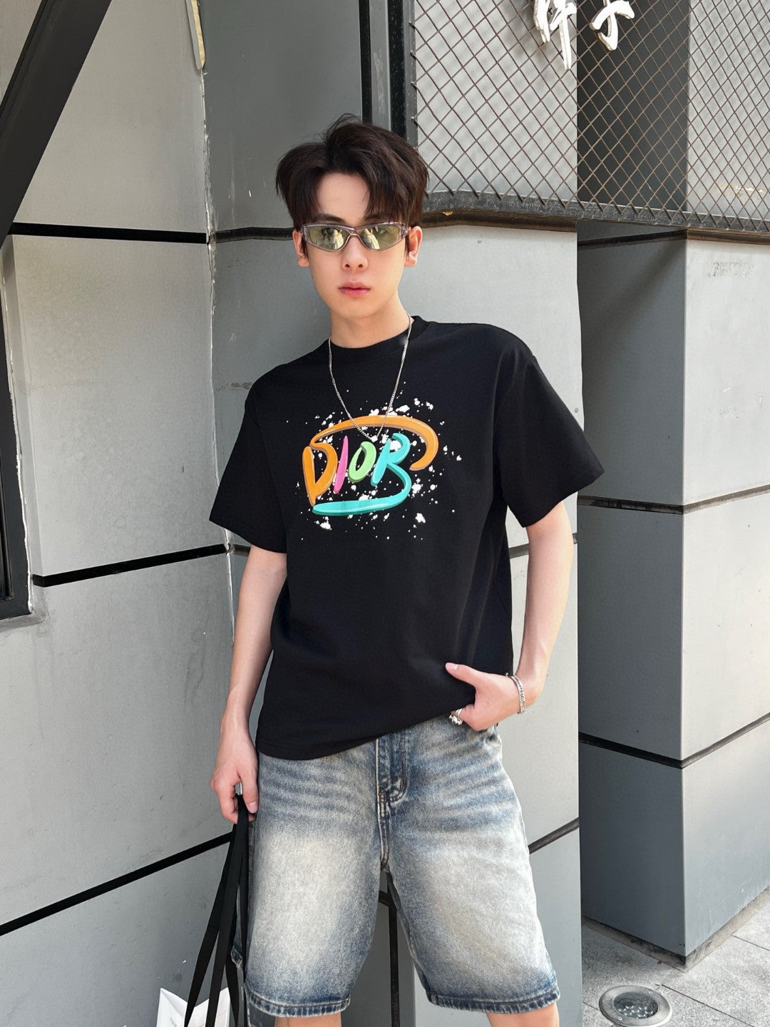 D*or multicolor logo black t-shirt