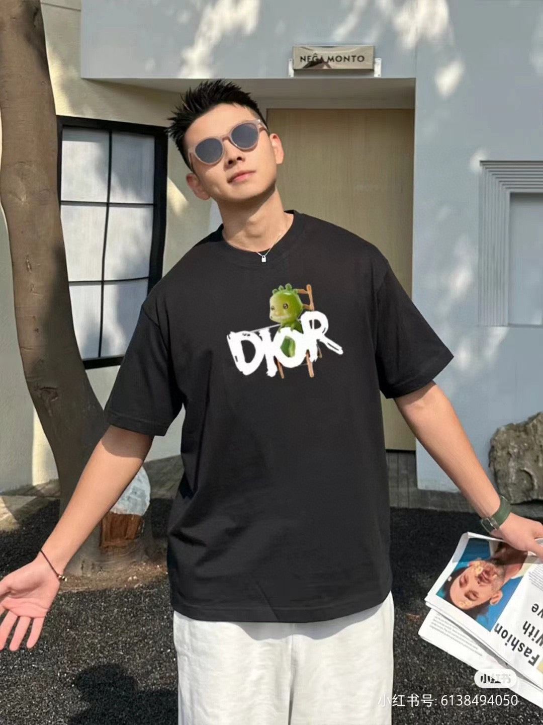 D*or green monster graphic black t-shirt