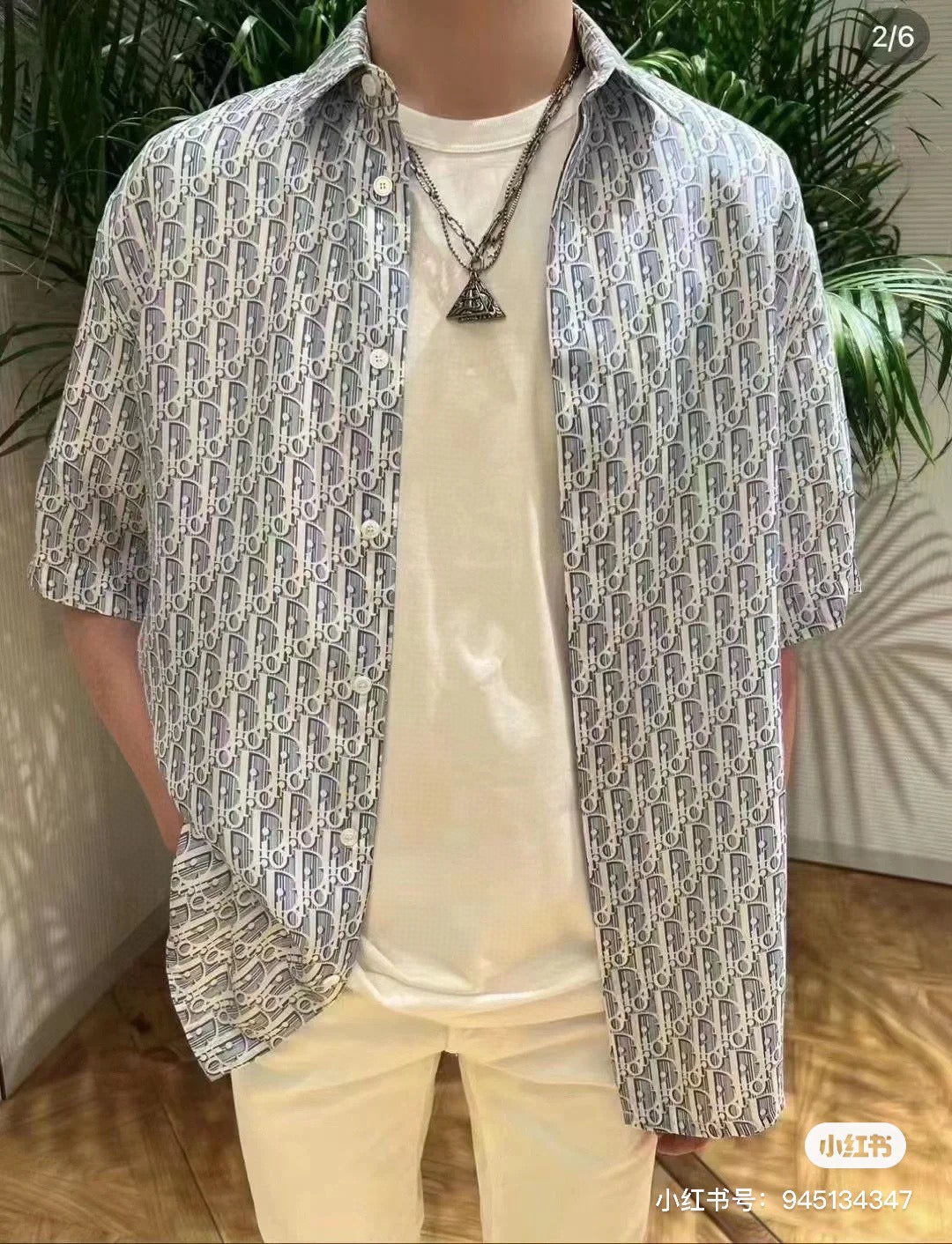 D*or monogram print shirt (gray)