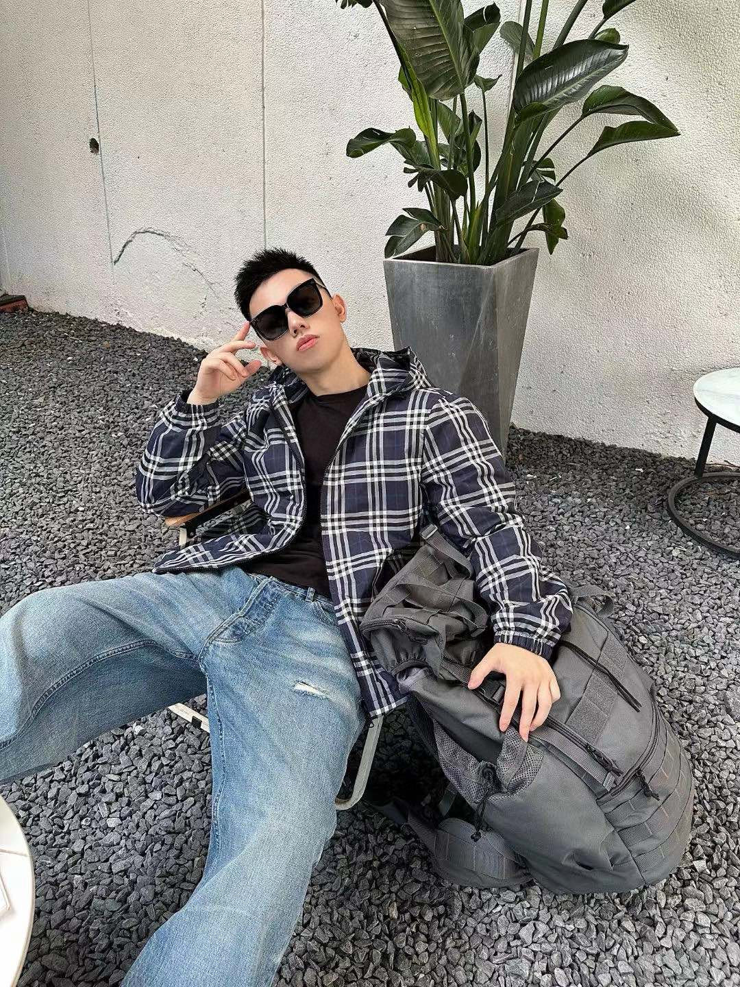 B**rry checkered hooded jacket
