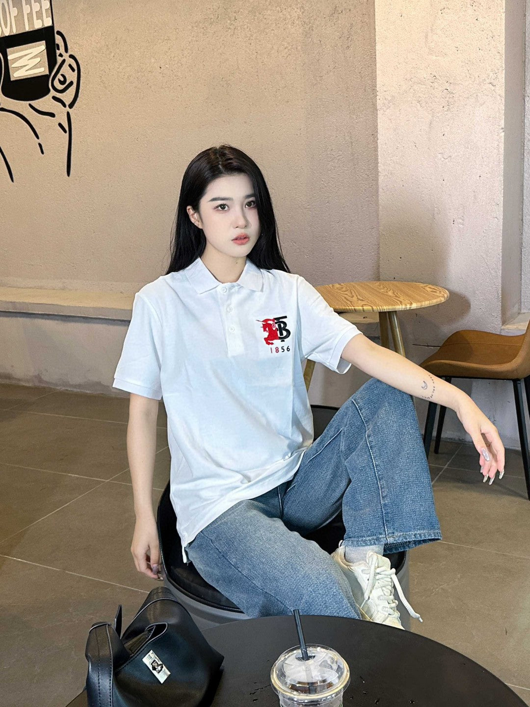 B**rry monogram logo polo shirt (white)