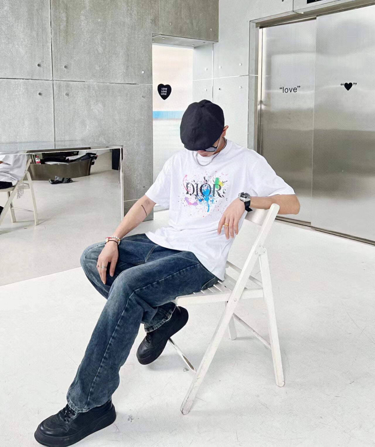 D*or color splash graphic t-shirt