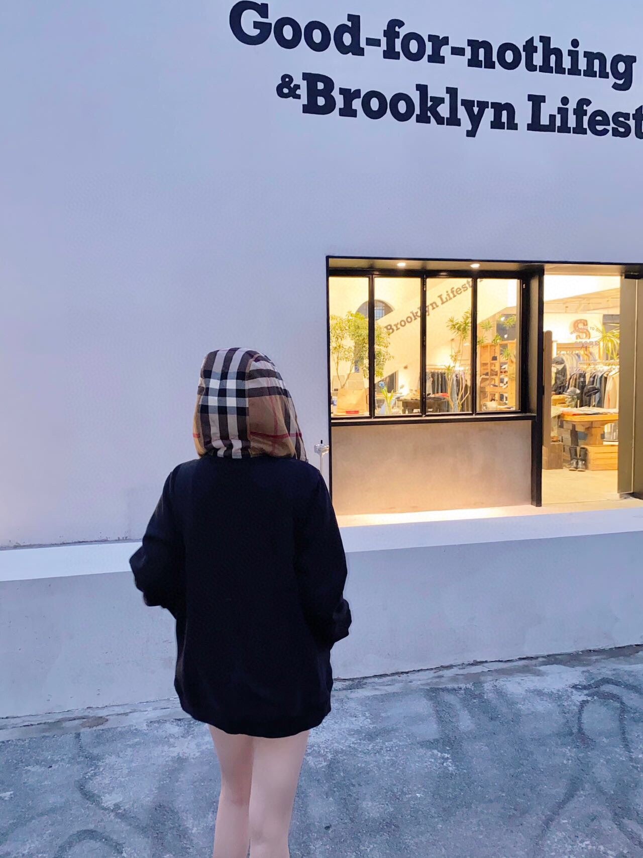 B**rry check-lined hoodie - black