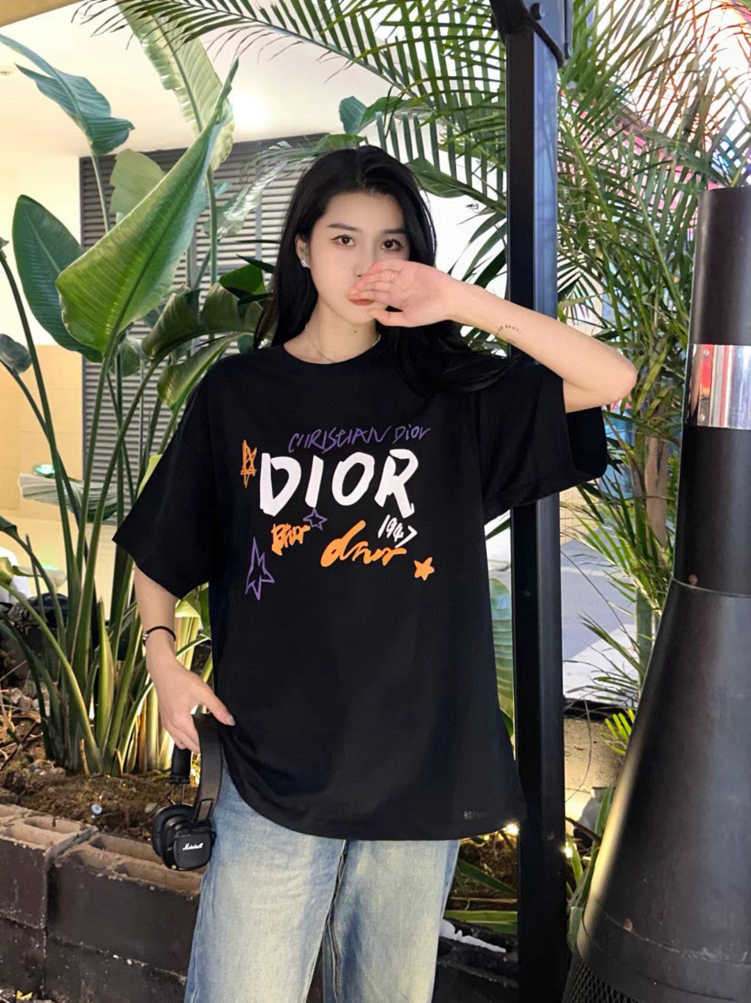 D*or ch**an D*or graphic black t-shirt