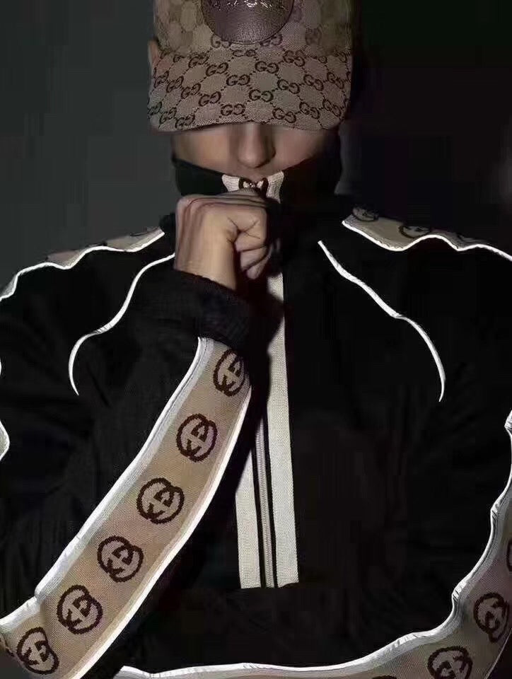G*u*i gg logo stripe track jacket - black