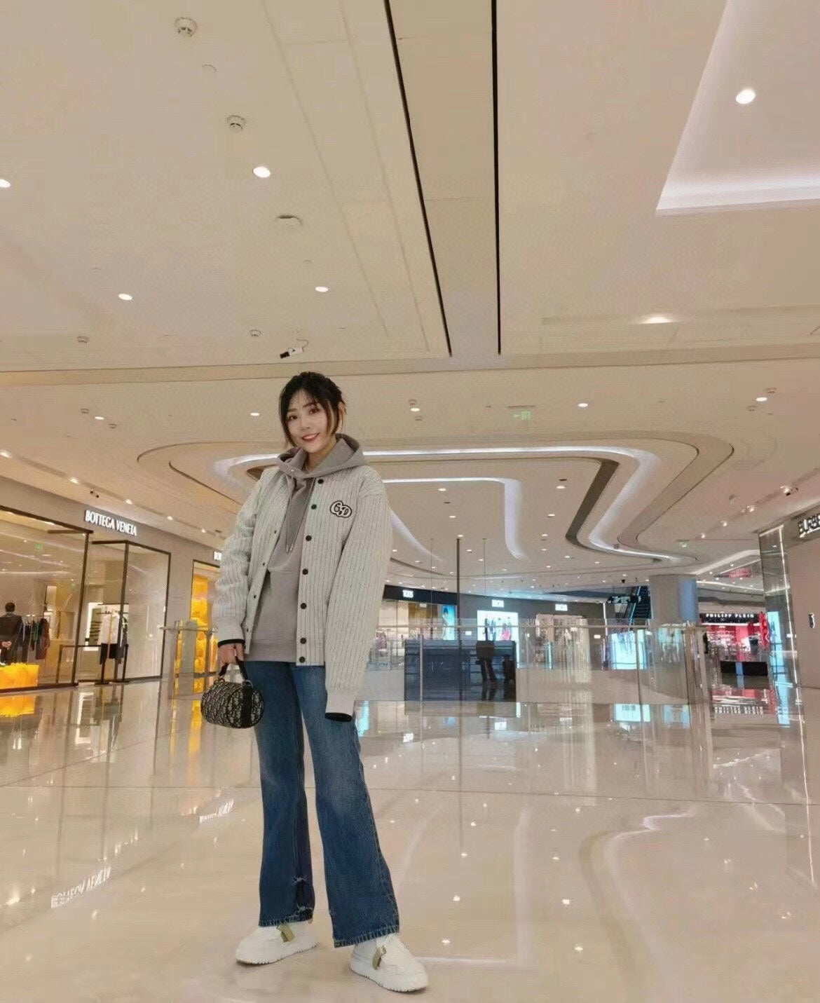 D*or striped bomber jacket - grey