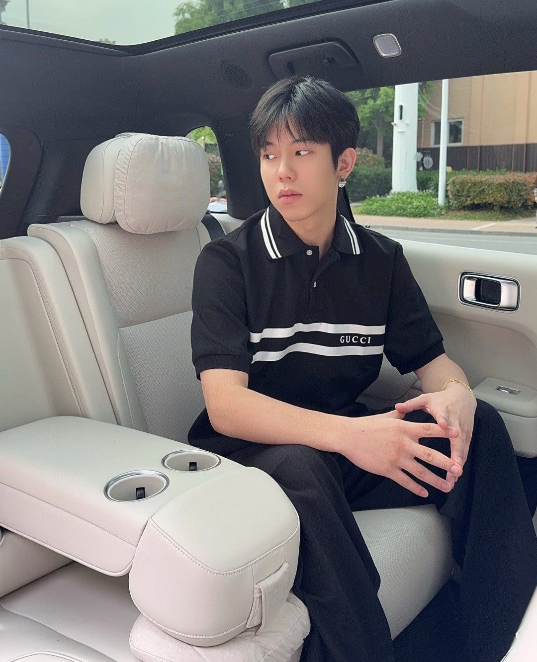 G*u*i striped logo polo shirt (black)