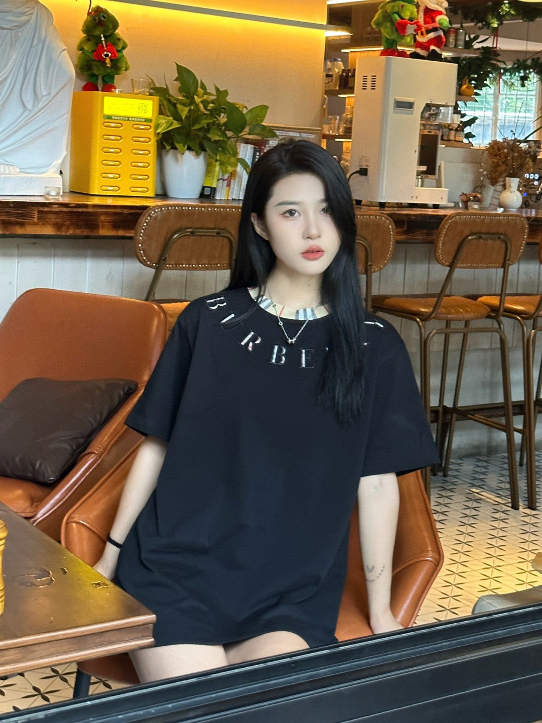 B**rry check collar black t-shirt