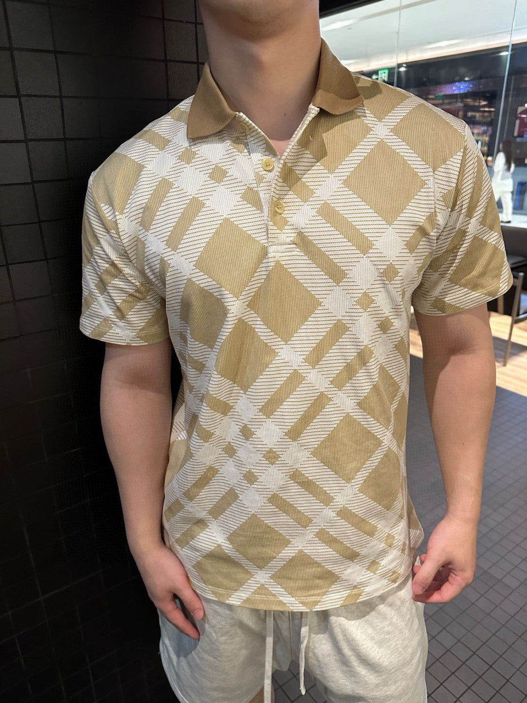 B**rry geometric check polo shirt