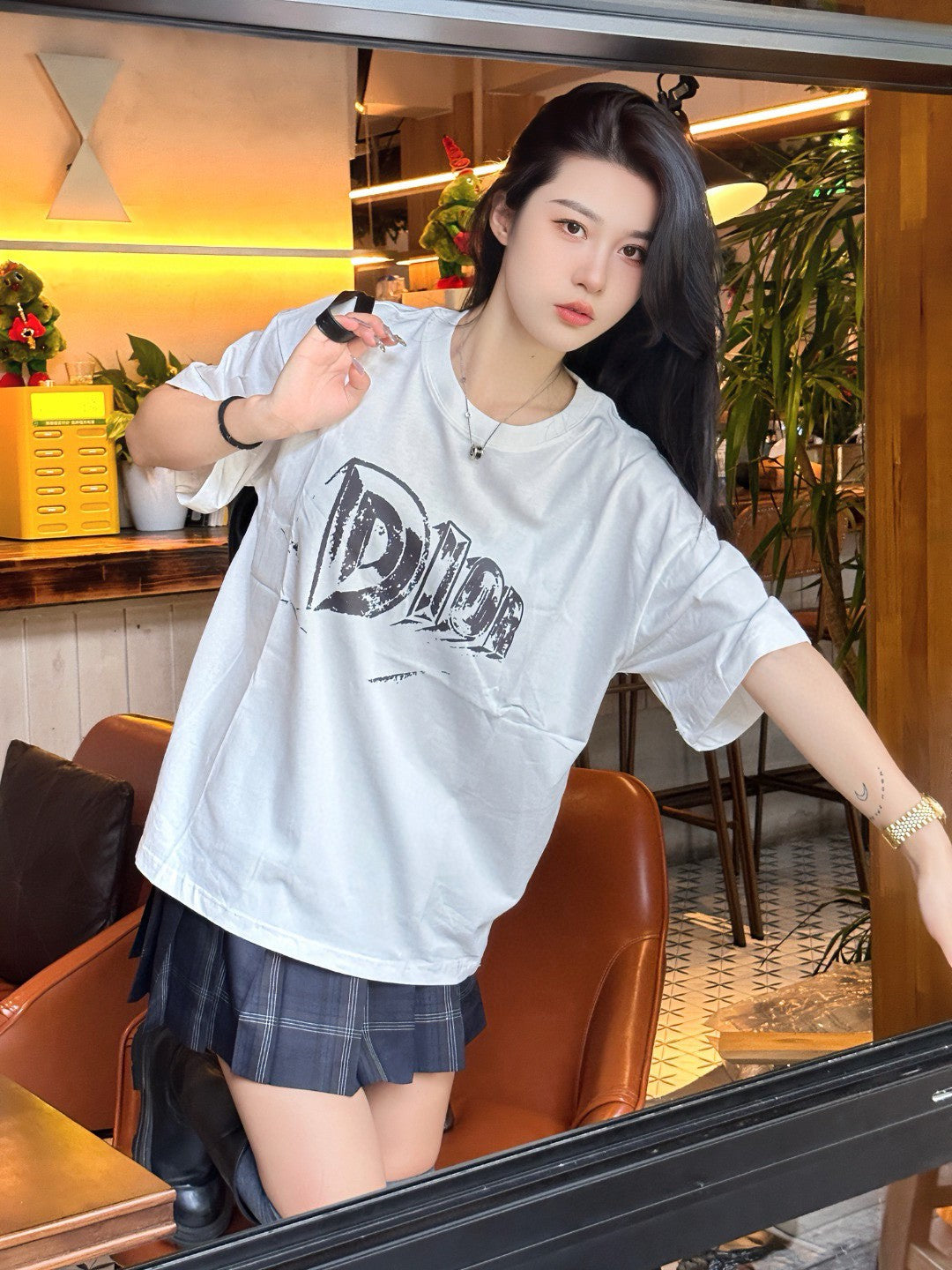 D*or white t-shirt with bold logo