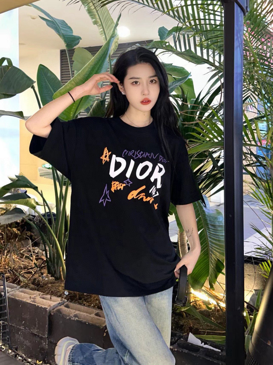 D*or ch**an D*or graphic black t-shirt