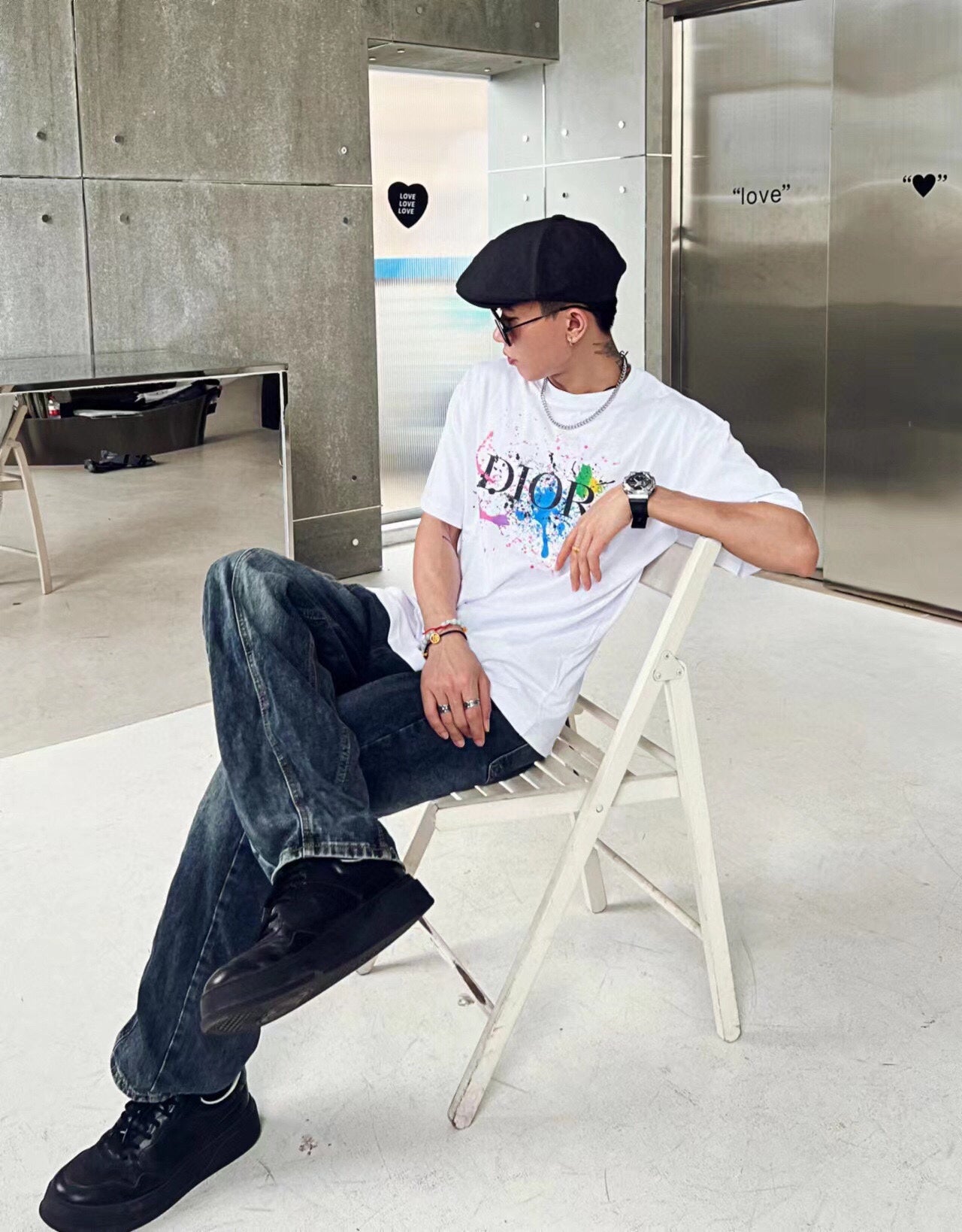 D*or color splash graphic t-shirt