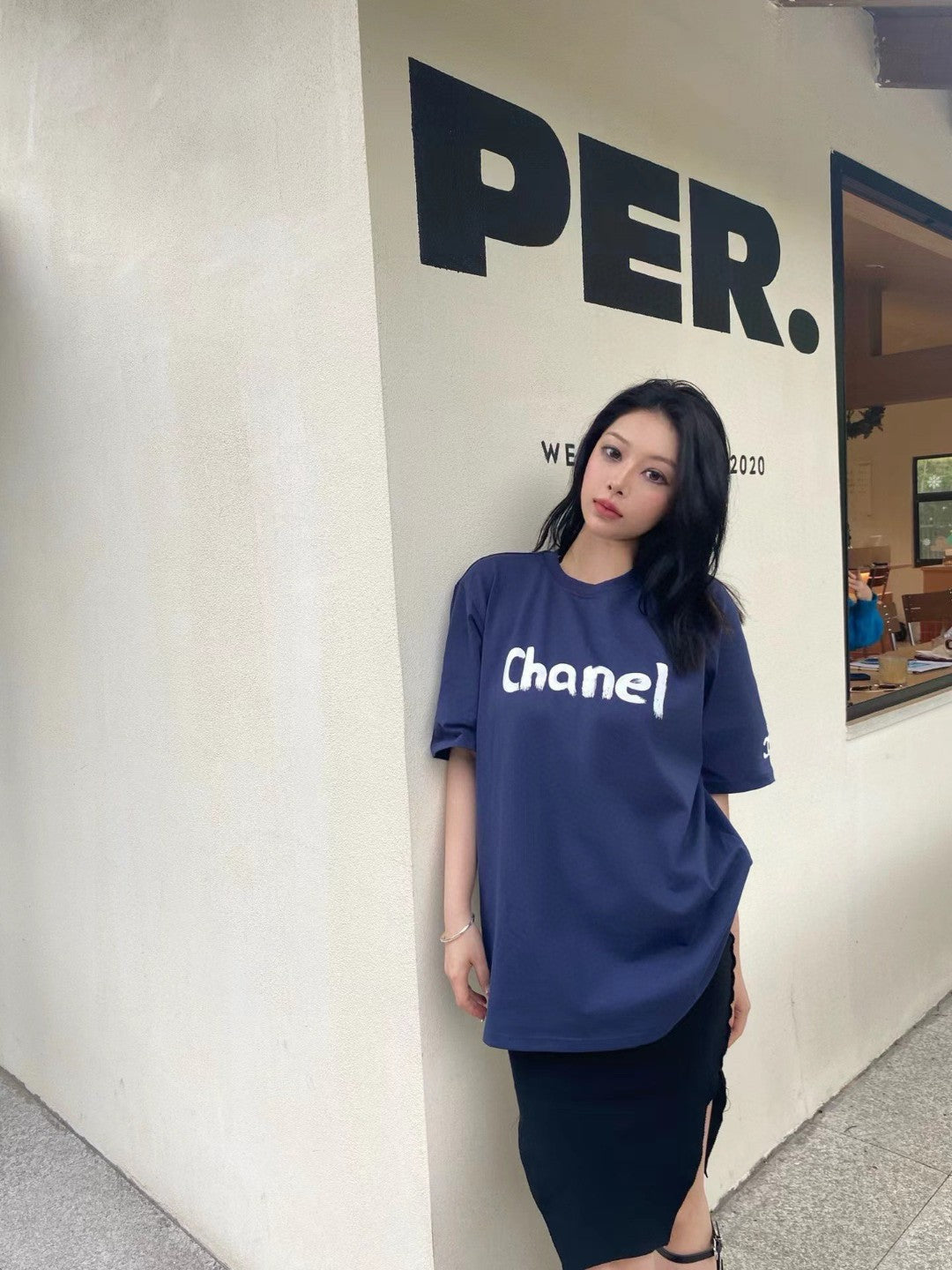 Ch*el logo t-shirt (navy blue)