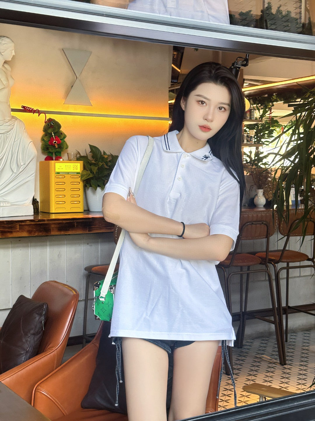 B**rry striped collar polo shirt in white