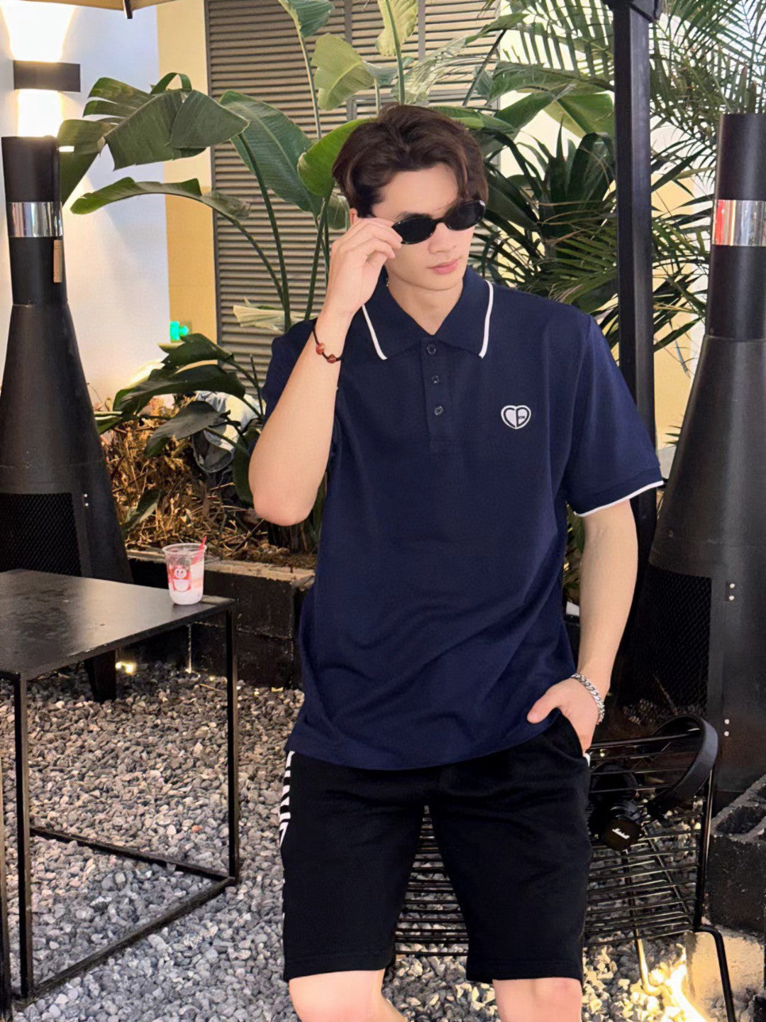 D*or navy polo shirt