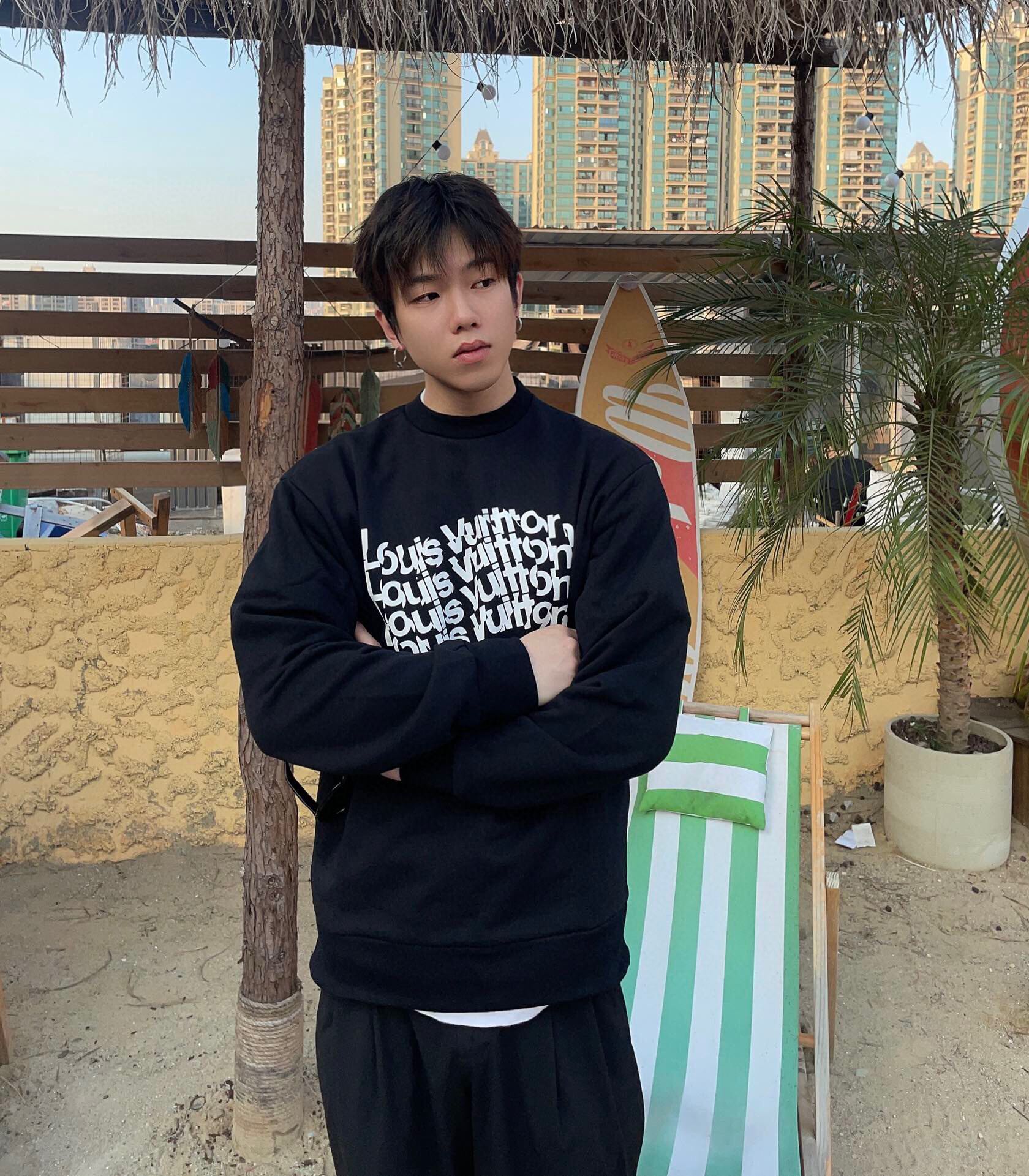 Pra*a repeated logo sweatshirt