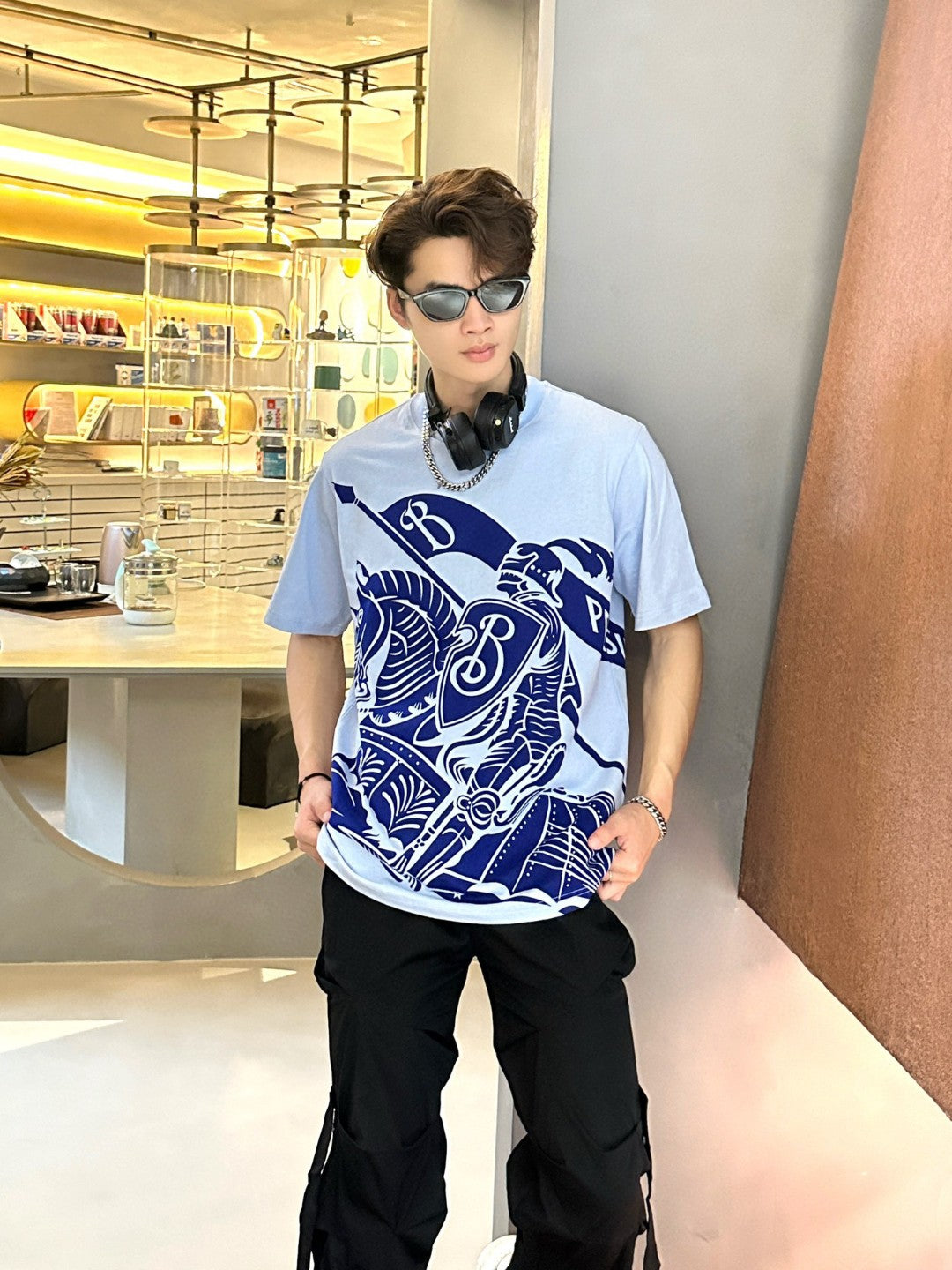 B**rry knight print t-shirt (light blue)