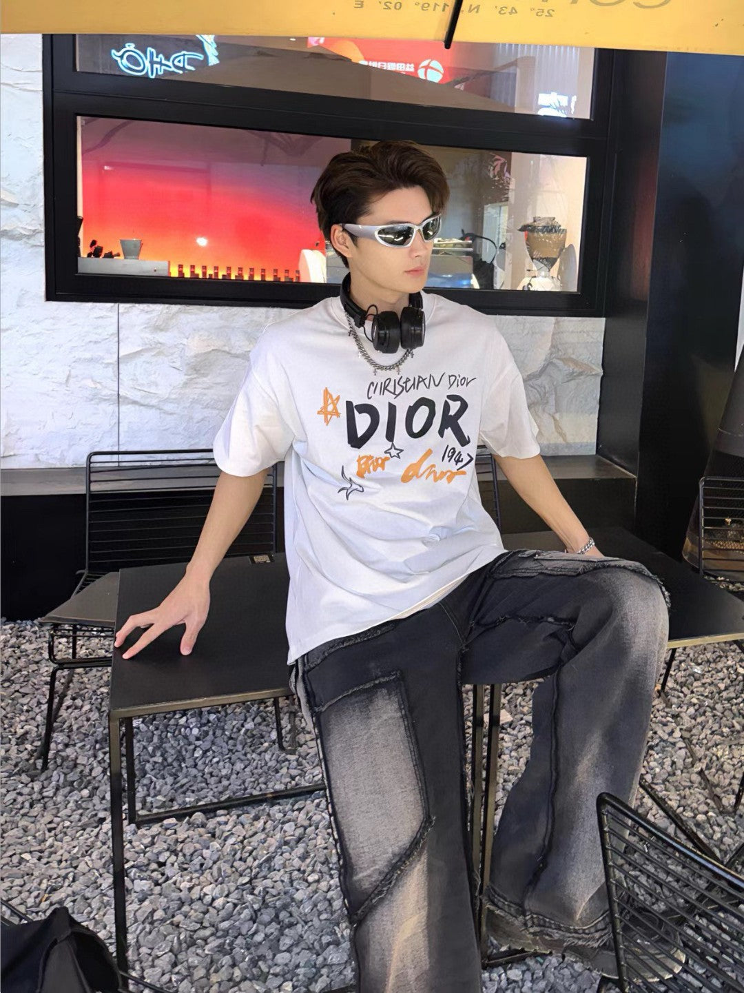D*or ch**an D*or graphic white t-shirt