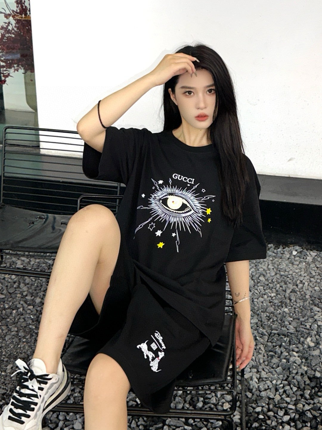 G*u*i mystical eye graphic black t-shirt