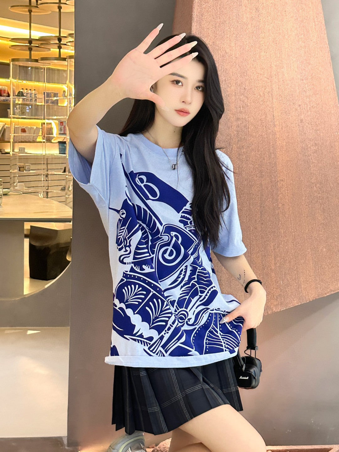 B**rry knight print t-shirt (light blue)