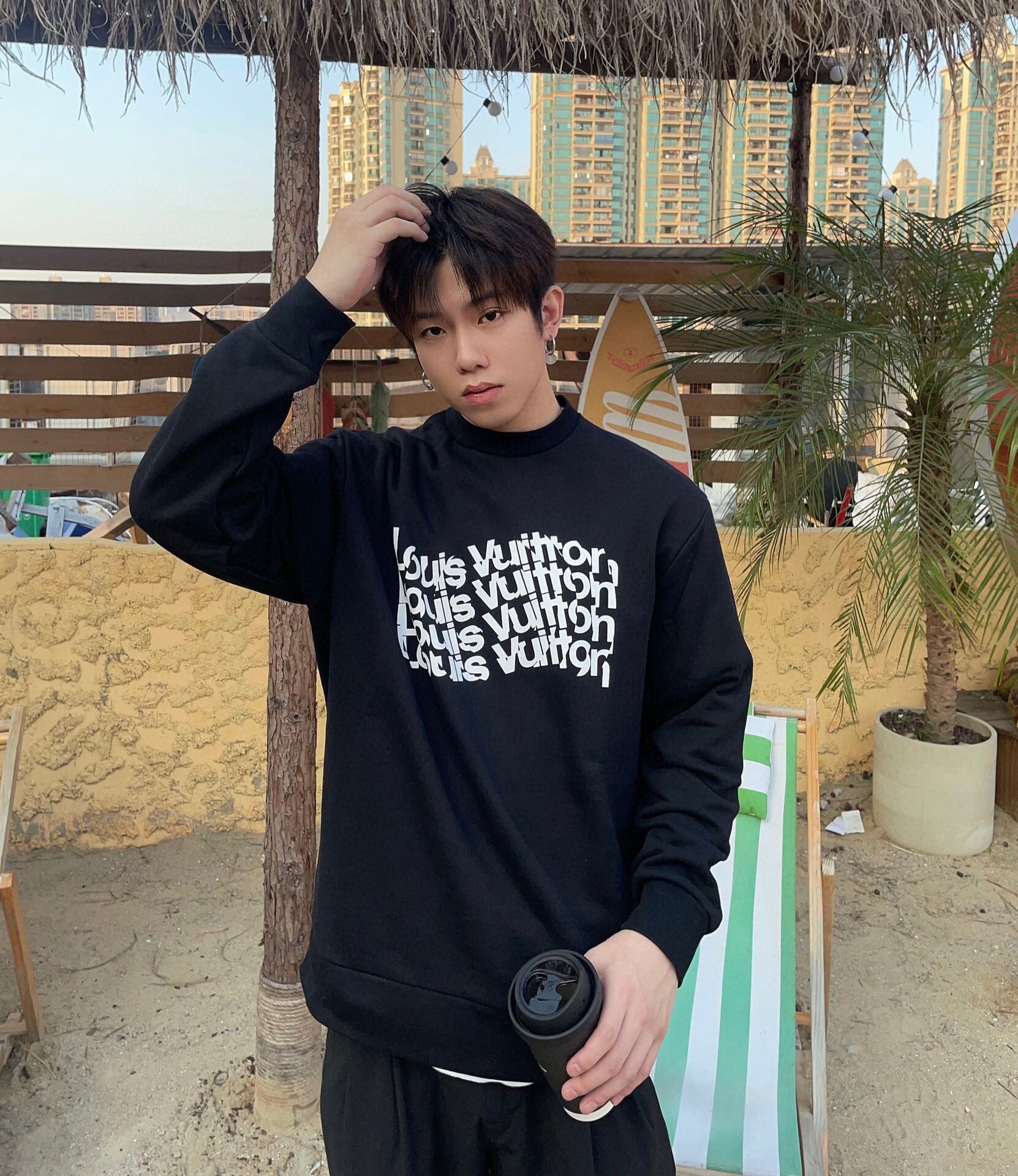 Pra*a repeated logo sweatshirt