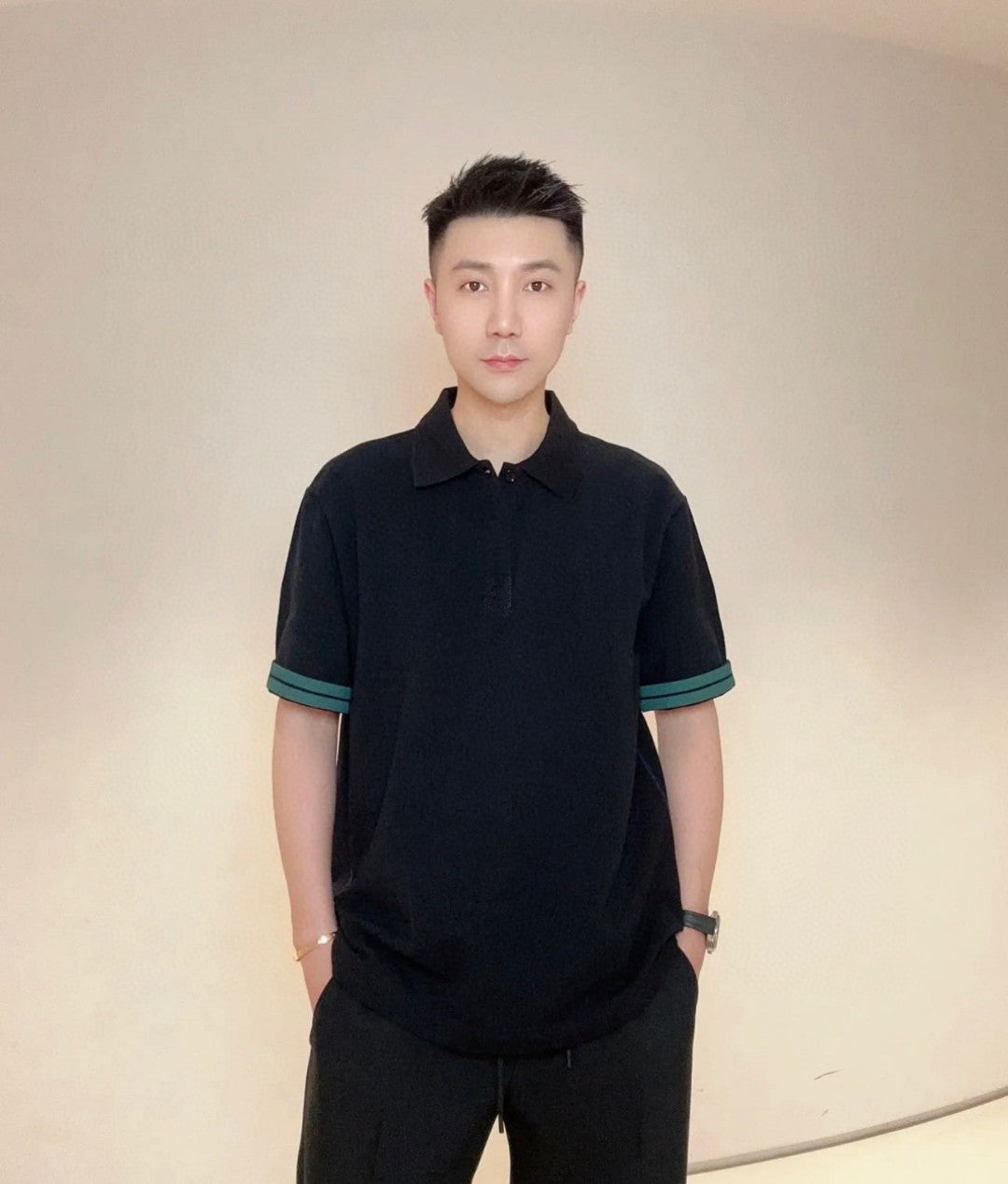 B**rry stripe cuff polo shirt