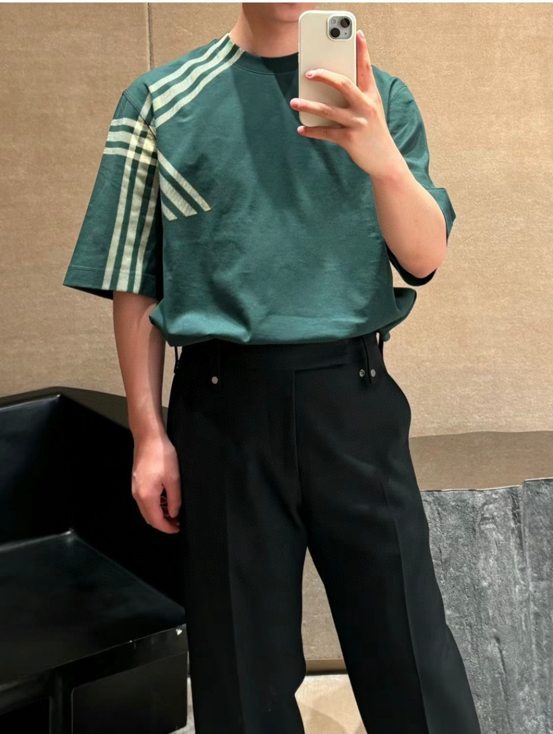 B**rry green check pattern t-shirt