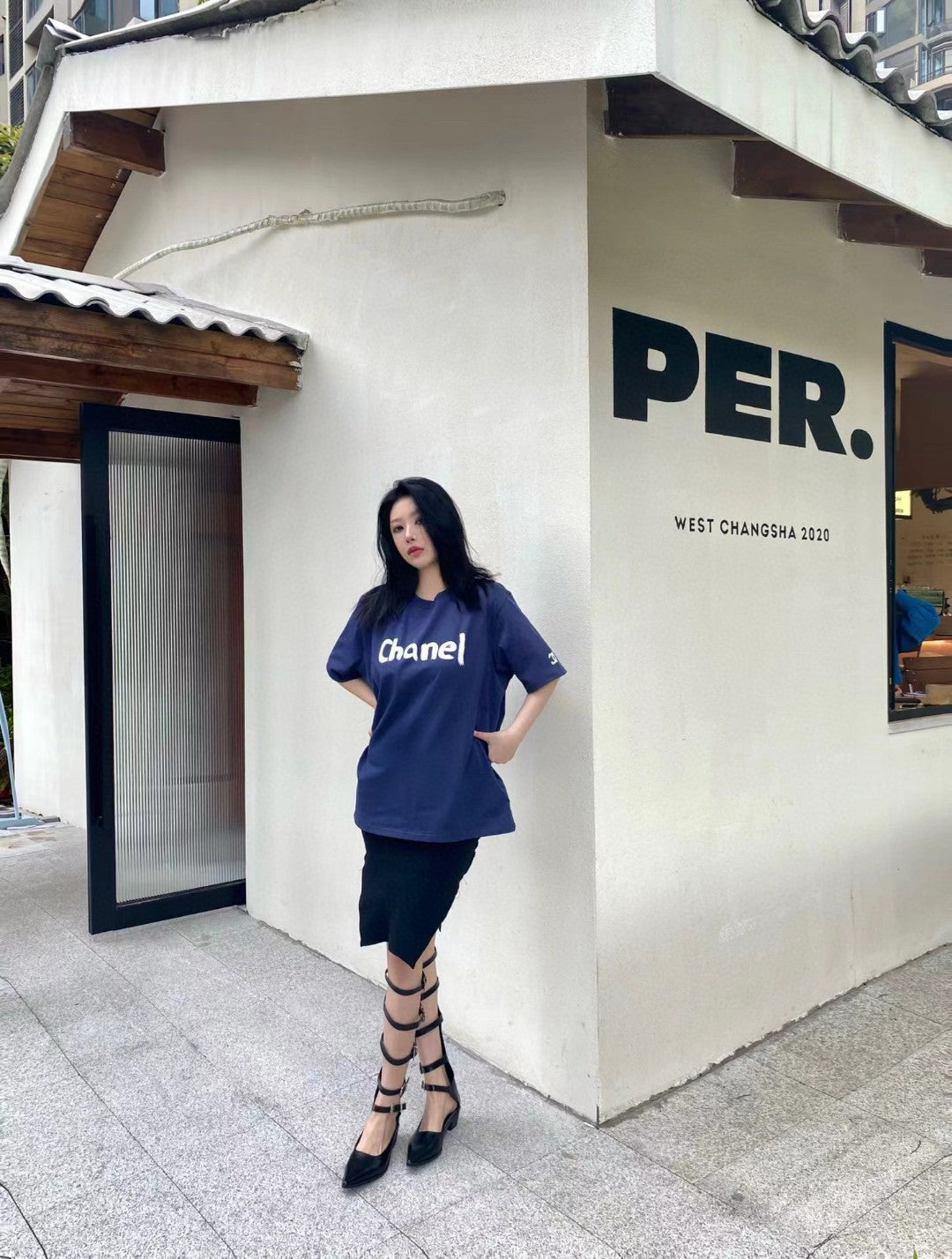Ch*el logo t-shirt (navy blue)