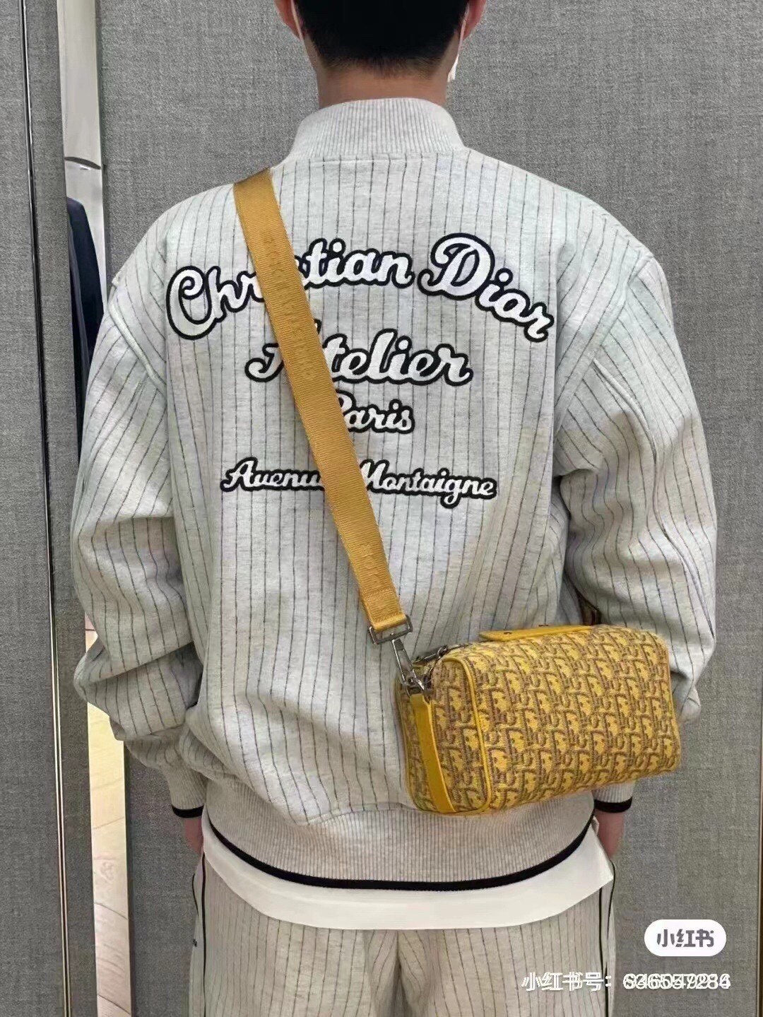 D*or striped bomber jacket - grey