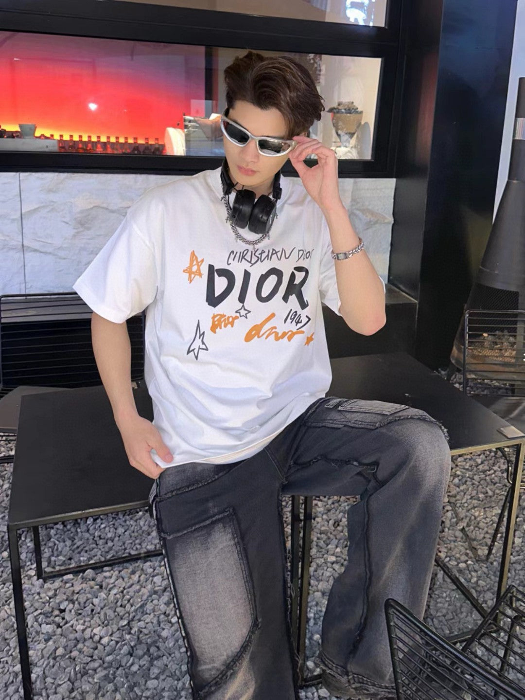 D*or ch**an D*or graphic white t-shirt