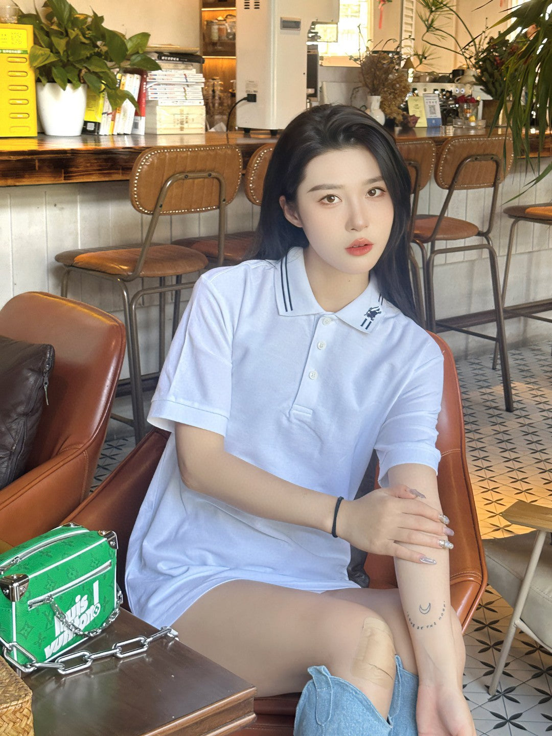 B**rry striped collar polo shirt in white