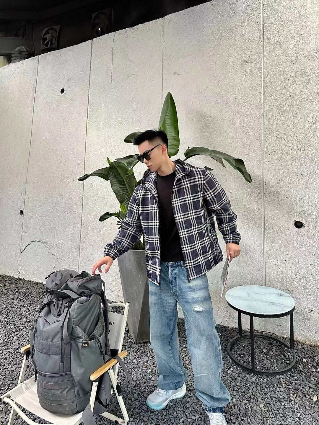 B**rry checkered hooded jacket