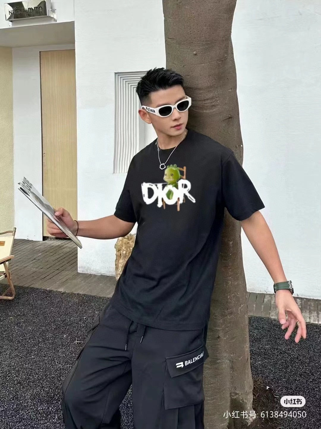 D*or green monster graphic black t-shirt