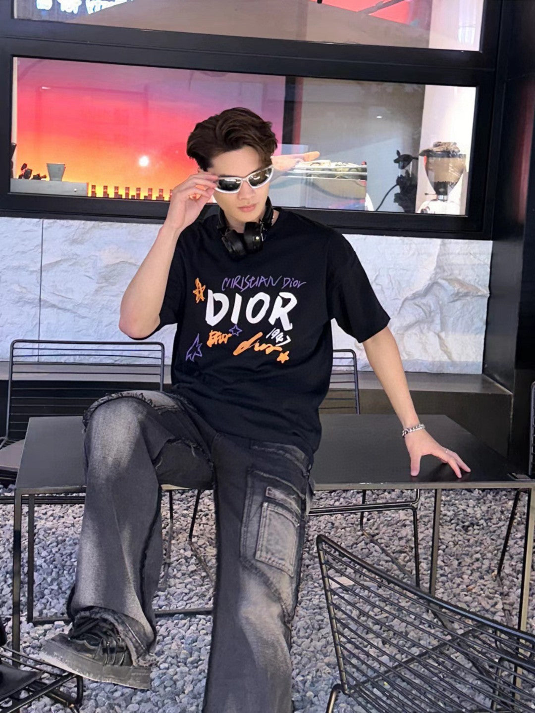 D*or ch**an D*or graphic black t-shirt