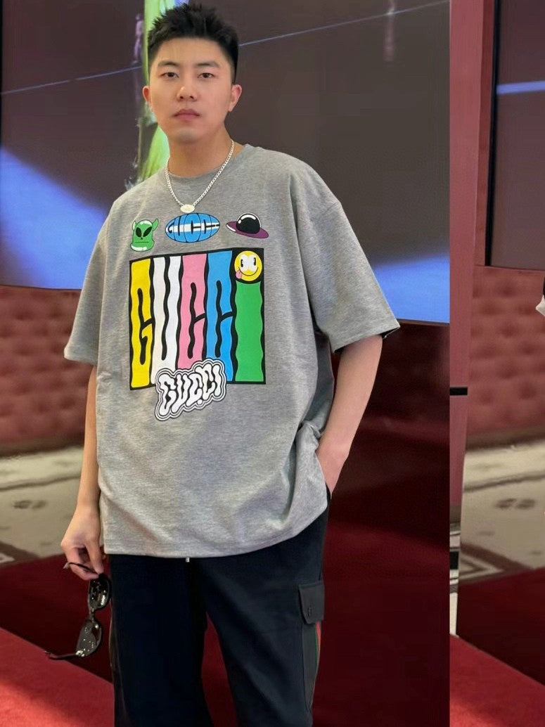 G*u*i cartoon graphic t-shirt (grey)