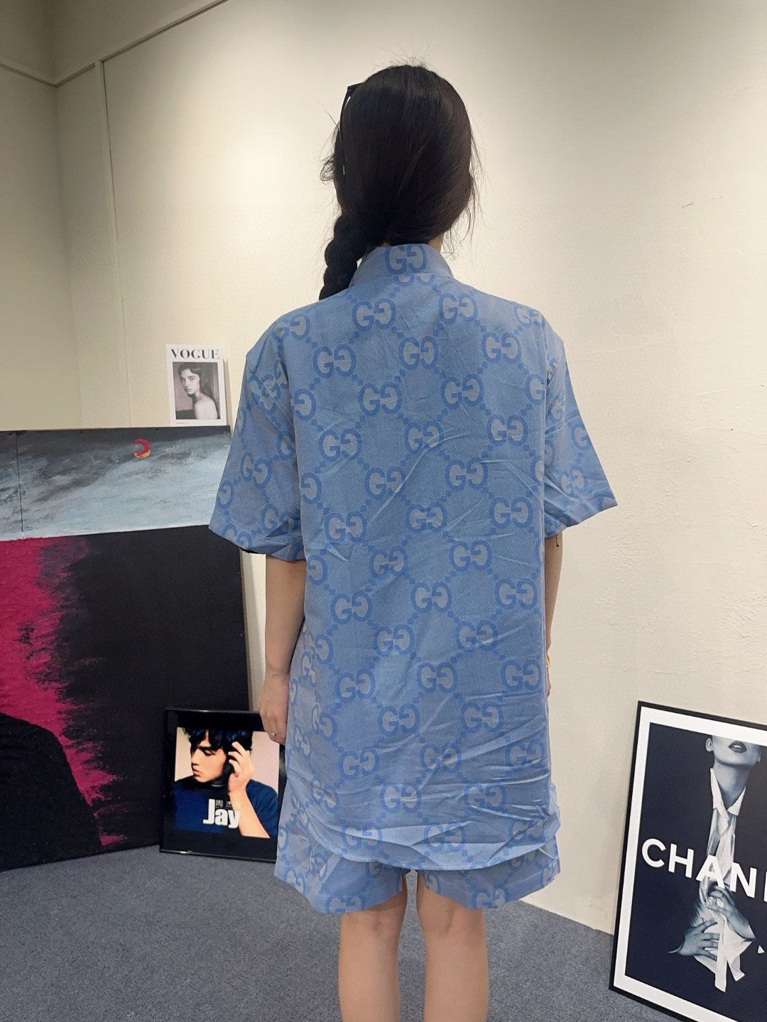 G*u*i allover logo denim shirt