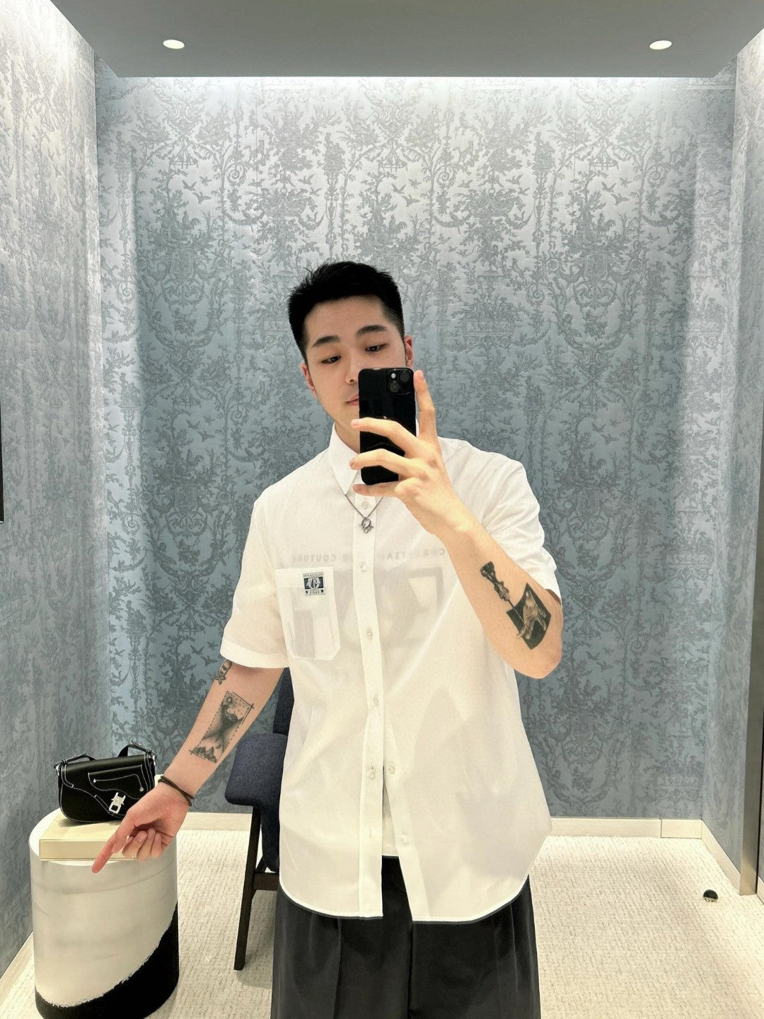 D*or short sleeve button-up shirt (white)