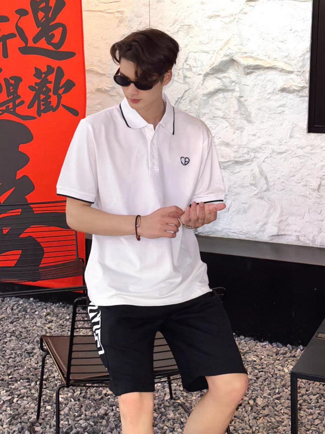 D*or white polo shirt