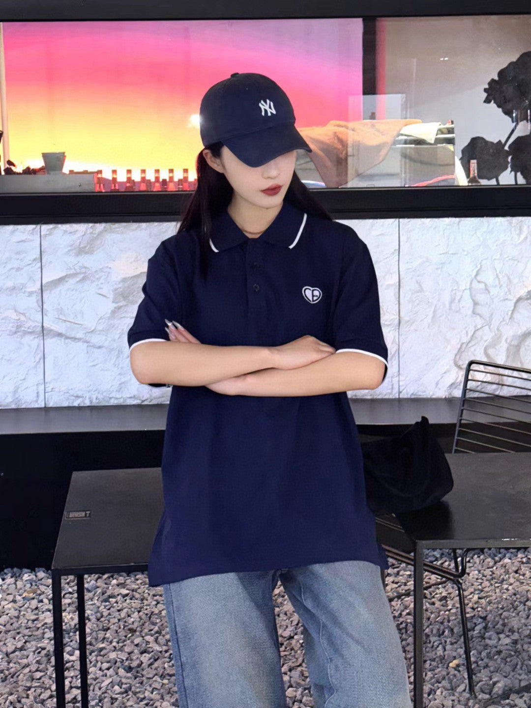 D*or navy polo shirt