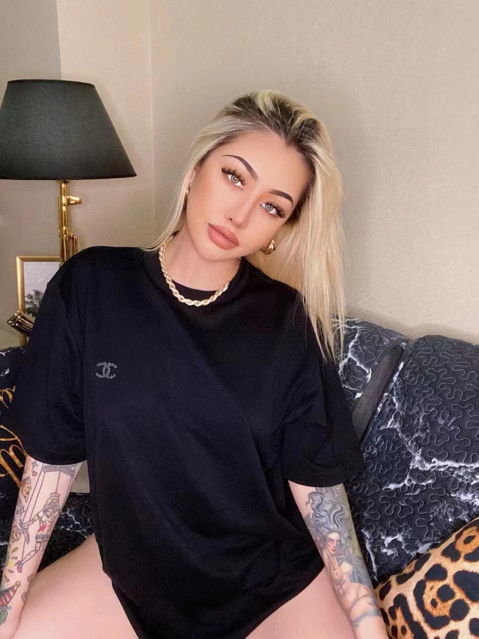 Ch*el classic logo t-shirt in black