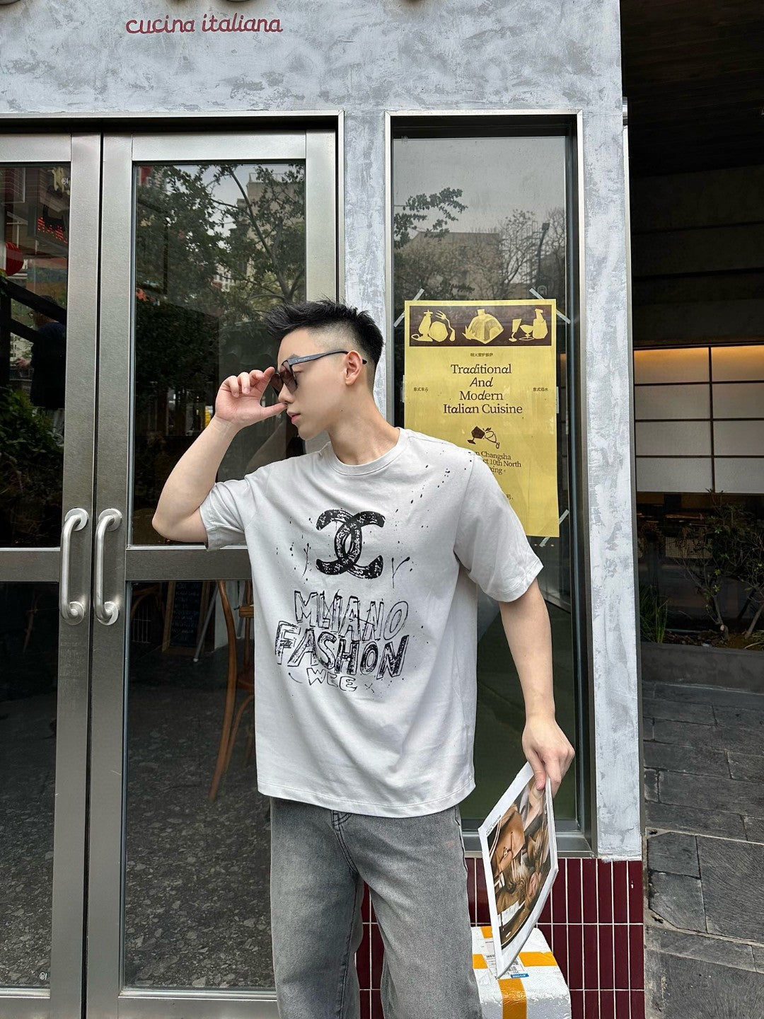 Ch*el milano fashion week t-shirt (gray)