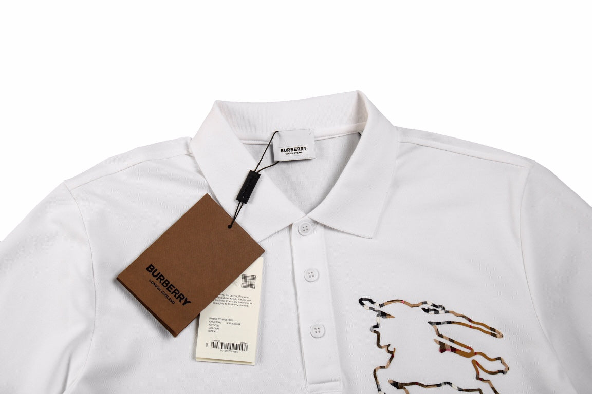 B**rry embroidered knight polo - white