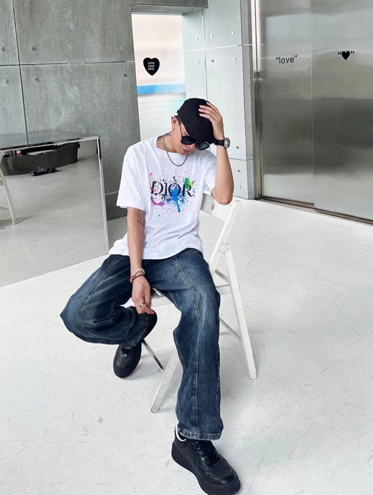 D*or color splash graphic t-shirt