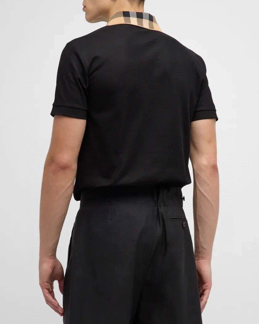 B**rry polo shirt with check collar (black)
