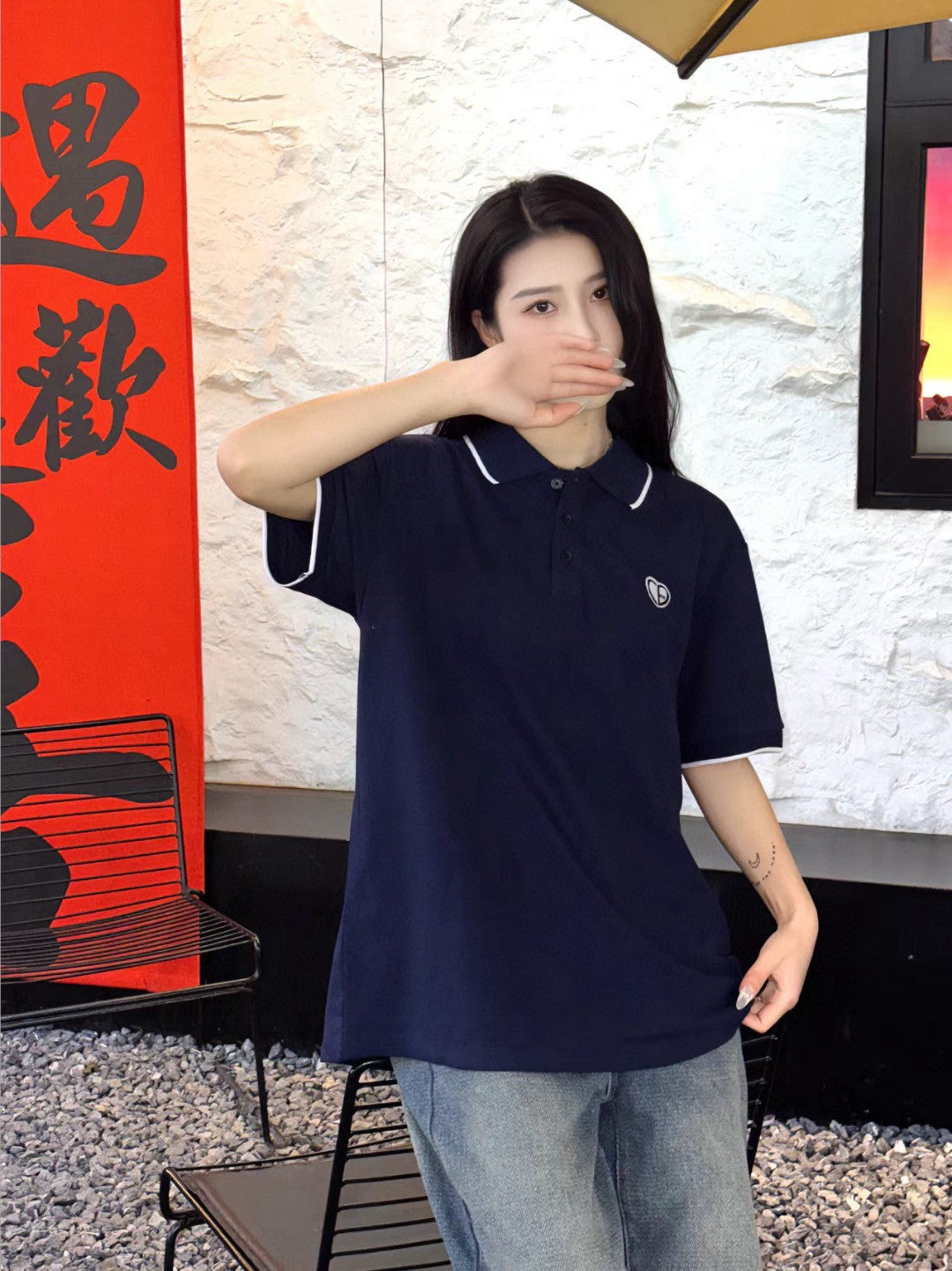 D*or navy polo shirt